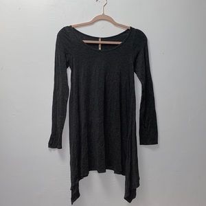 Gray flowy long sleeve shirt dress